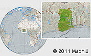 Satellite Location Map of Ghana, lighten, semi-desaturated
