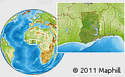 Satellite Location Map of Ghana, physical outside