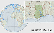 Savanna Style Location Map of Ghana, lighten, hill shading