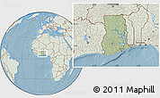 Savanna Style Location Map of Ghana, lighten, land only, hill shading