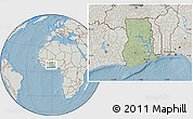 Savanna Style Location Map of Ghana, lighten, semi-desaturated, land only, hill shading