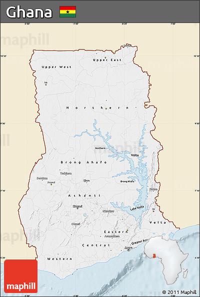 Classic Style Map of Ghana, single color outside