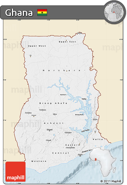 Classic Style Map of Ghana, single color outside