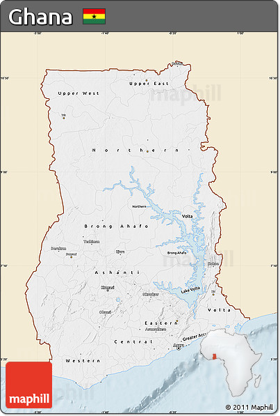 Classic Style Map of Ghana, single color outside