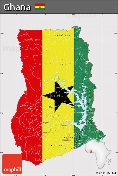 Flag Map of Ghana, flag aligned to the middle