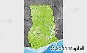 Physical Map of Ghana, darken, desaturated, land only