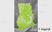 Physical Map of Ghana, darken, desaturated