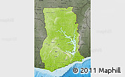 Physical Map of Ghana, darken, semi-desaturated, land only