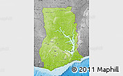 Physical Map of Ghana, desaturated, land only