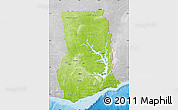 Physical Map of Ghana, lighten, desaturated, land only