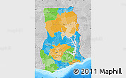 Political Map of Ghana, lighten, desaturated, land only