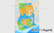 Political Map of Ghana, lighten, land only