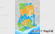 Political Map of Ghana, lighten, semi-desaturated, land only