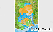 Political Map of Ghana, satellite outside, bathymetry sea