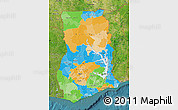 Political Map of Ghana, satellite outside
