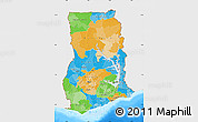 Political Map of Ghana, single color outside, bathymetry sea