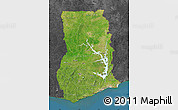 Satellite Map of Ghana, darken, desaturated, land only