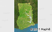 Satellite Map of Ghana, darken, land only