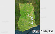 Satellite Map of Ghana, darken