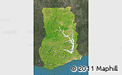 Satellite Map of Ghana, darken, semi-desaturated, land only