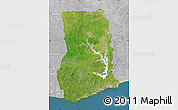 Satellite Map of Ghana, lighten, desaturated, land only