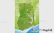 Satellite Map of Ghana, physical outside