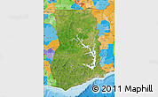 Satellite Map of Ghana, political outside