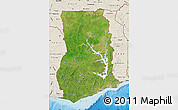 Satellite Map of Ghana, shaded relief outside