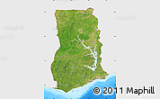 Satellite Map of Ghana, single color outside, bathymetry sea