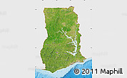 Satellite Map of Ghana, single color outside, bathymetry sea, shaded relief sea
