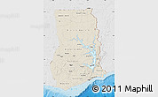 Shaded Relief Map of Ghana, lighten, desaturated, land only