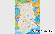 Shaded Relief Map of Ghana, political outside