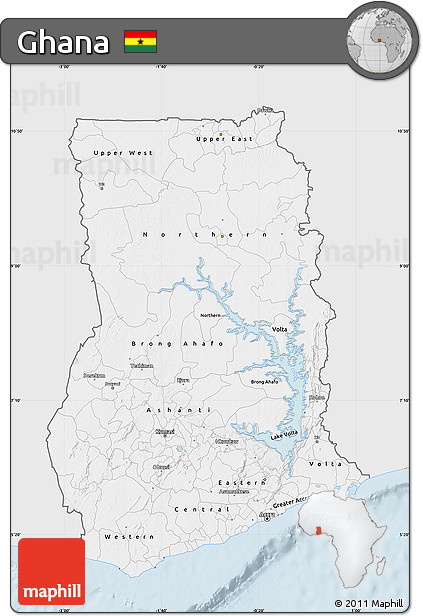 Silver Style Map of Ghana, single color outside