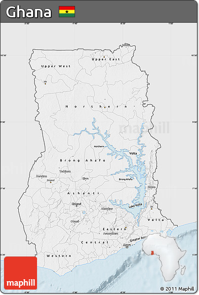 Silver Style Map of Ghana, single color outside