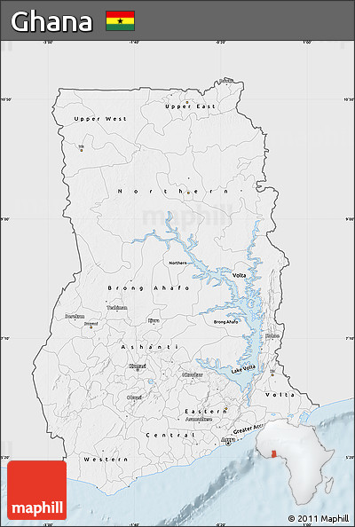 Silver Style Map of Ghana, single color outside