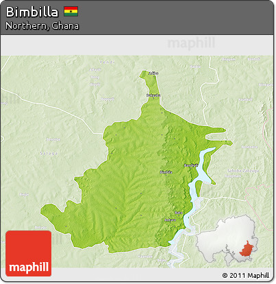 Physical 3D Map of Bimbilla, lighten