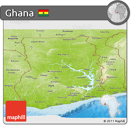 Physical Panoramic Map of Ghana