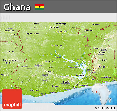 Physical Panoramic Map of Ghana