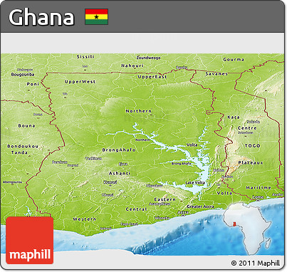 Physical Panoramic Map of Ghana