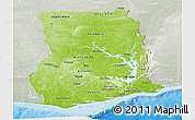 Physical Panoramic Map of Ghana, lighten, semi-desaturated, land only