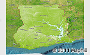 Physical Panoramic Map of Ghana, satellite outside