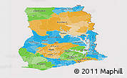 Political Panoramic Map of Ghana, cropped outside
