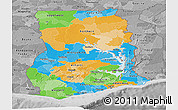 Political Panoramic Map of Ghana, desaturated