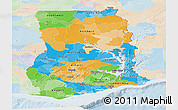 Political Panoramic Map of Ghana, lighten