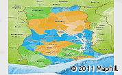 Political Panoramic Map of Ghana, physical outside