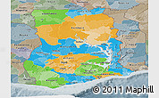 Political Panoramic Map of Ghana, semi-desaturated