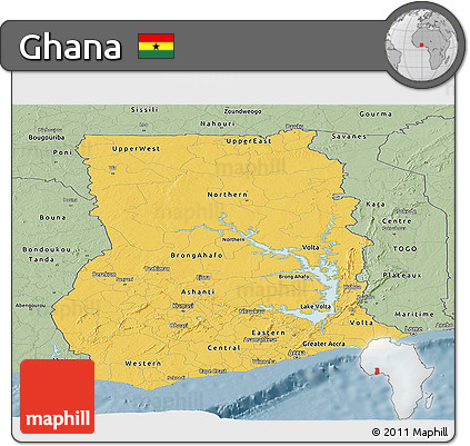 Savanna Style Panoramic Map of Ghana