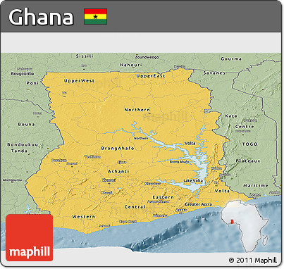 Savanna Style Panoramic Map of Ghana