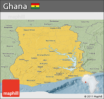Savanna Style Panoramic Map of Ghana