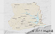 Shaded Relief Panoramic Map of Ghana, lighten, desaturated
